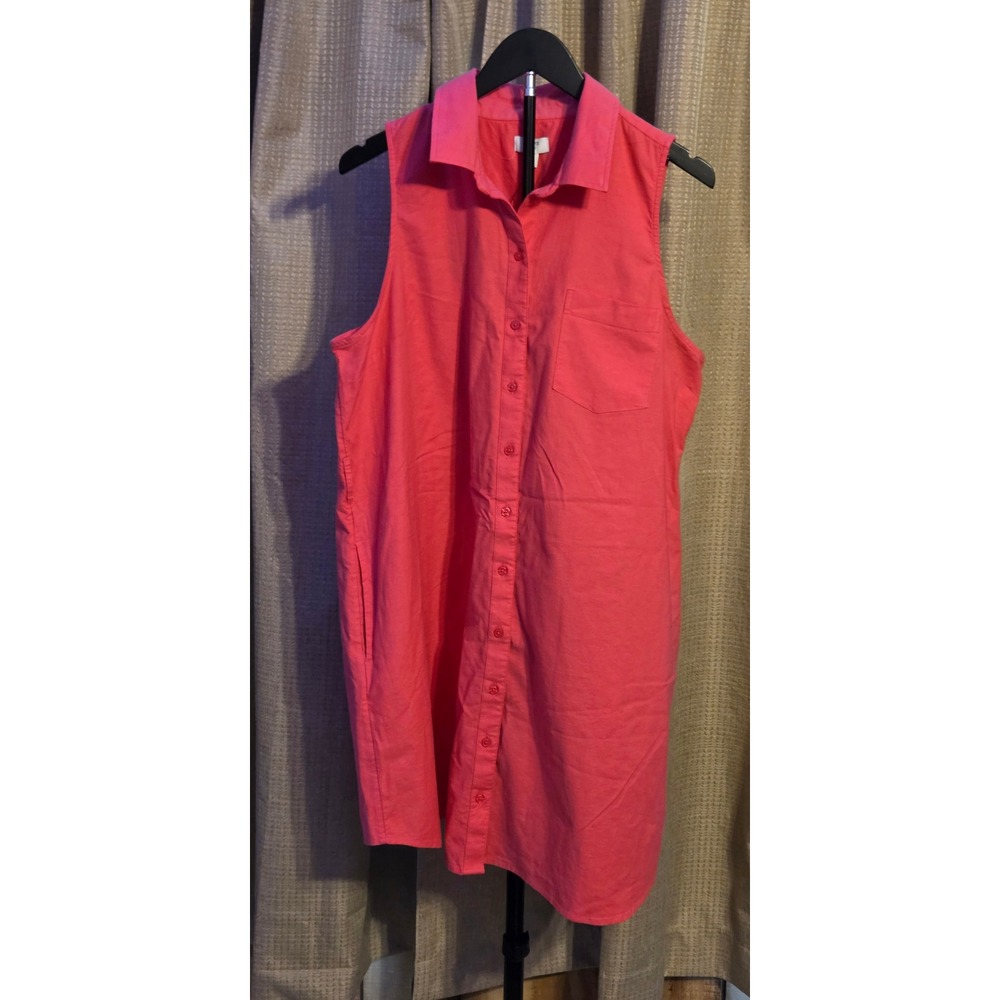 NWT Crown & Ivy Sleeveless Button Up Dress Women's Size‎ XL Pink